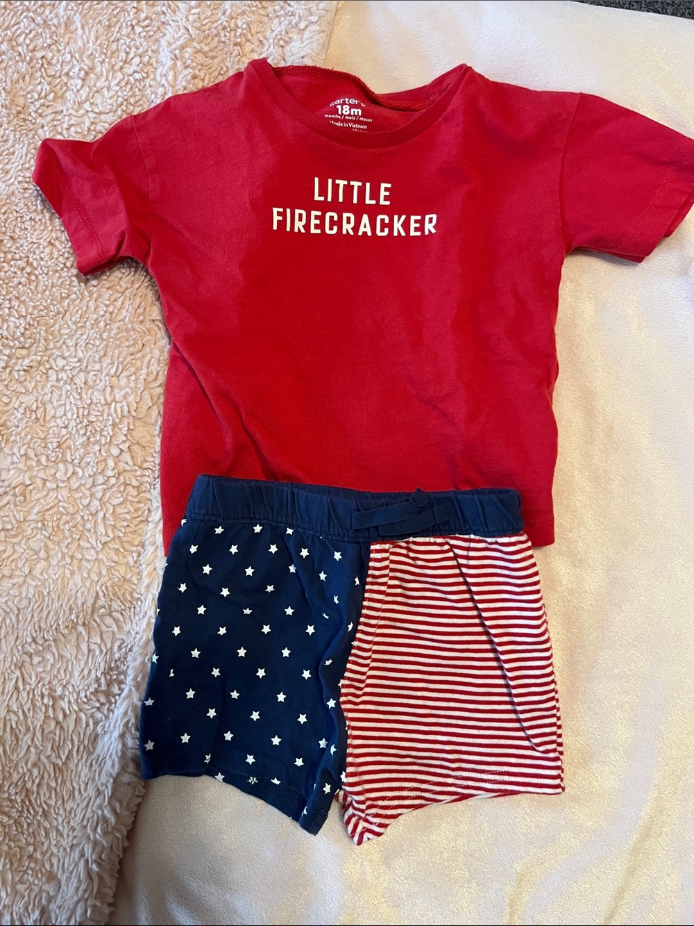 Carter's Red Tee with Navy & Red Star-Stripe Shorts set